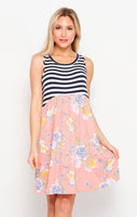 Striped Floral Pocket Dress