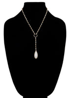 Glass Bead Lariat Pendant Necklace