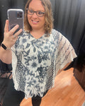 Grey Floral Overlay Lace Top