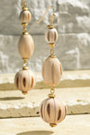 Wood & Acrylic Oval Dangle Drop Earrings