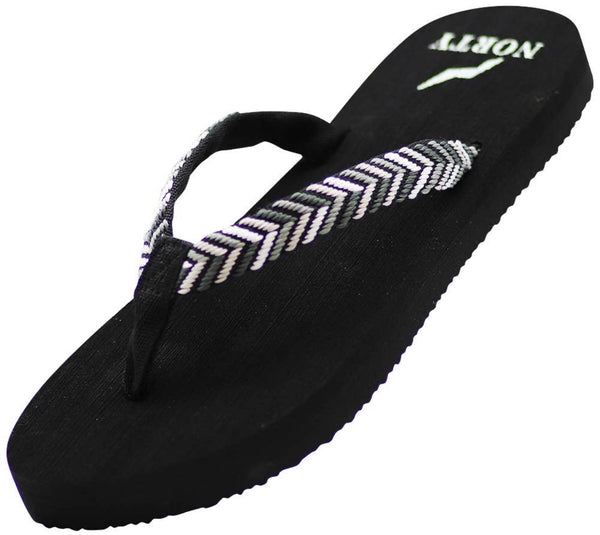 Black & Grey Herringbone Flip Flop Sandals