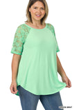 Classic Lace Sleeve Top - Green Mint