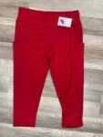 Solid Custom Pocket Capri Leggings - Red