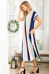 Striped V-Neck Maxi Dress w/ Pockets