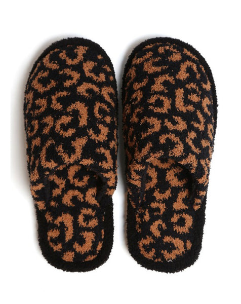 Fuzzy Leopard Slippers