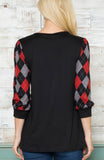 Check Mate 3/4 Sleeve Top