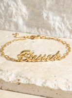 Brass Blessed Link Chain Bracelet
