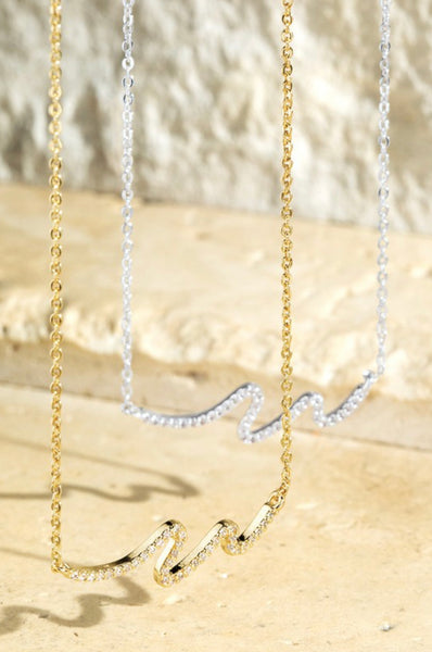 Brass with Pave Crystal Necklace