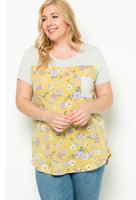 Solid/Floral Contrast Top