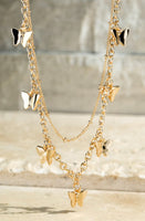 Double Layered Butterfly Necklace & Stud Earrings Set