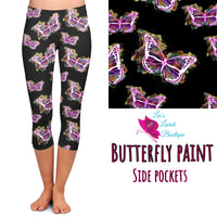 Butterfly Paint Custom Pocket Capri Leggings