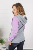 Michelle Mae Quilted Cowl Hoodie in Lavender