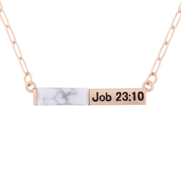 Job 23:10 Half Natural Stone Necklace