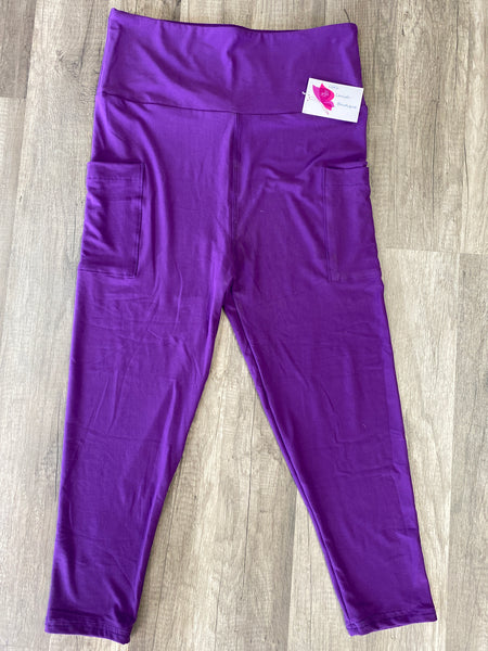 Purple Custom Pocket Capri Leggings