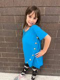 Kids Solid Button Top - Turquoise