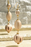 Wood & Acrylic Oval Dangle Drop Earrings