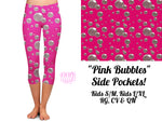 Kids Pink Bubbles Custom Pocket Capri Leggings
